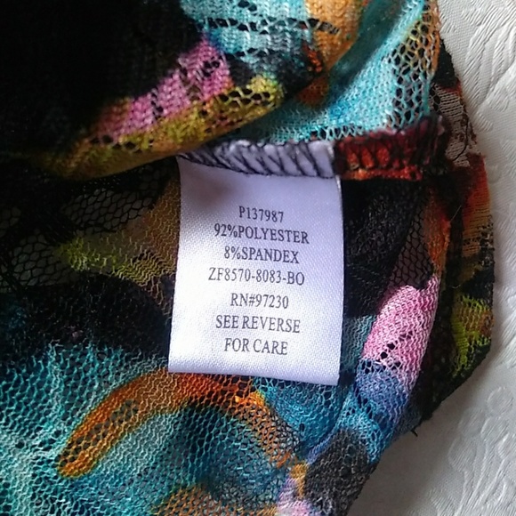 Almost Famous Sheer Lace Mesh Floral Print Top - Picture 8 of 8